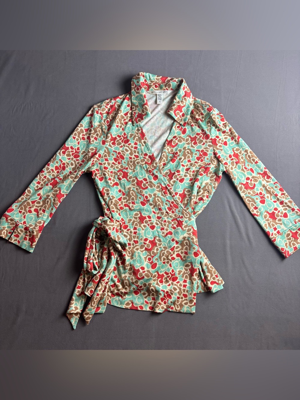 Diane von Furstenberg Silk Wrap Tie Waist Blouse